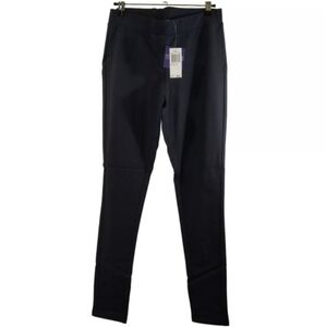Vivienne Tam Womens Leggings Raquel Ink Navy Cotton Blend Large Mid Rise NWT-$68